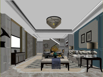 藍郡左岸 現代美式裝修 客廳設計圖效果圖_裝修效果圖大全2017圖片 1146450 -東易日盛裝飾